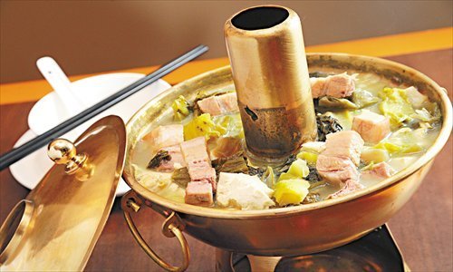 Plain boiled pork hot pot, often served with pickled Chinese cabbage Photo: CFP